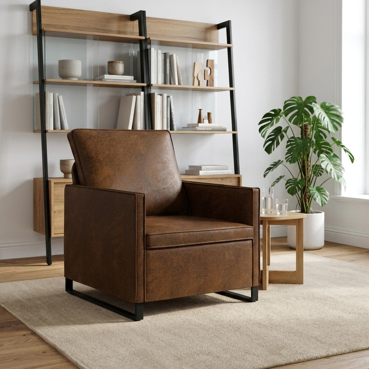 Fauteuil Bruin 70 x 81 x 82 cm Faux Suède Stof is nu te koop bij PeponiXL, paradijselijk wonen!