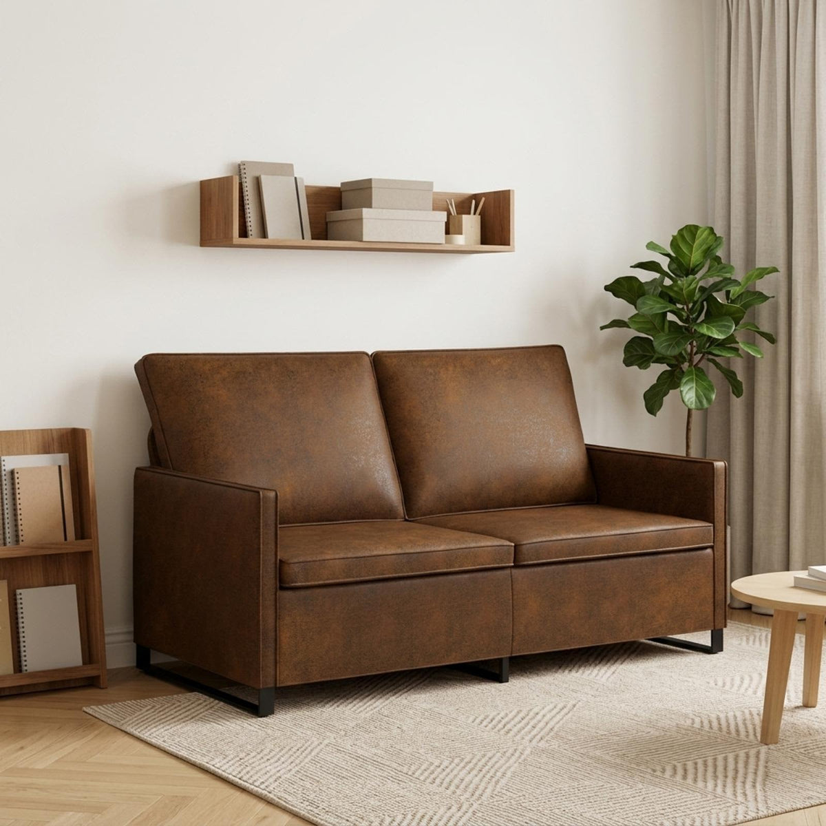 2-zits bank Bruin 150 x 81 x 82 cm Faux Suède Stof is nu te koop bij PeponiXL, paradijselijk wonen!