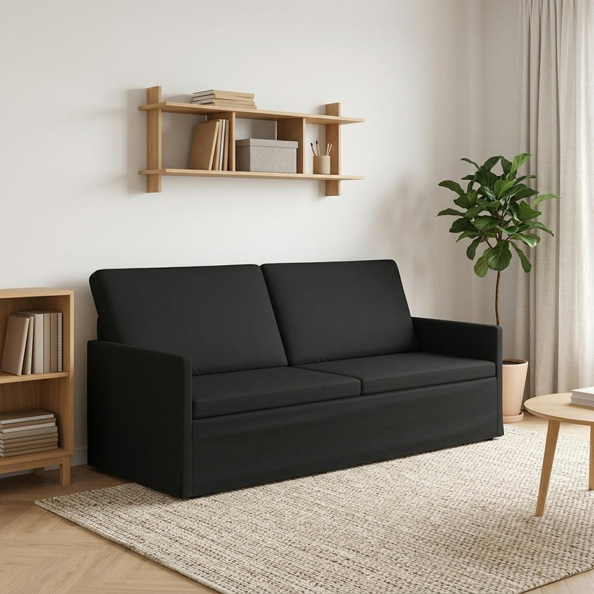 3-zits bank Zwart 190 x 81 x 82 cm Stof is nu te koop bij PeponiXL, paradijselijk wonen!