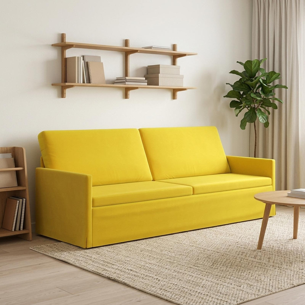 vidaXL 3-zits bank Geel 220 x 81 x 82 cm fluweel