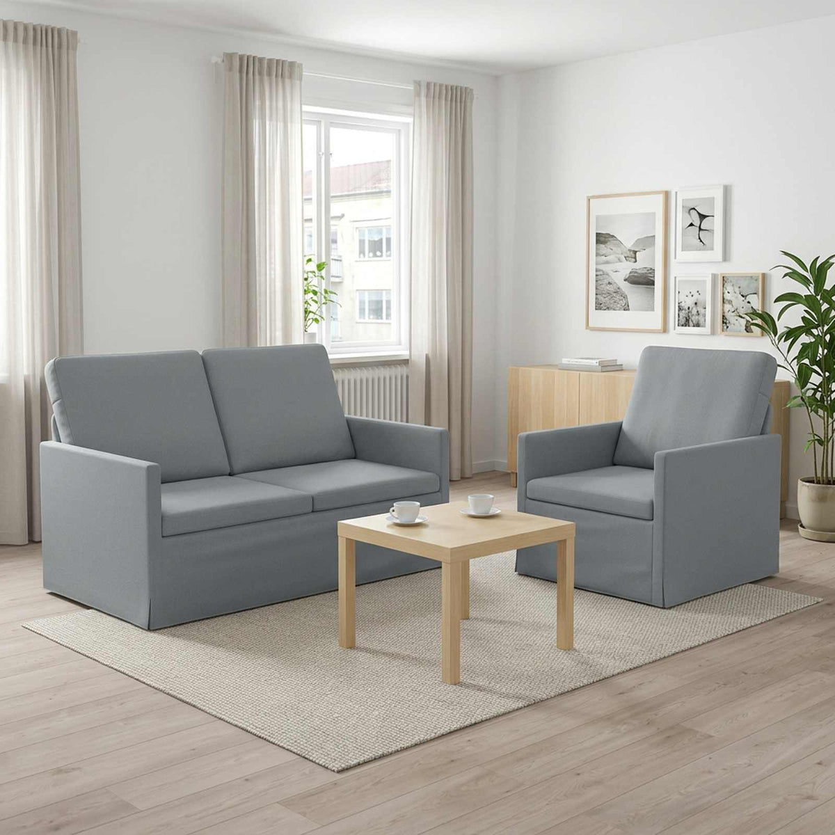 Bankstel 2 pcs Lichtgrijs Stof is nu te koop bij PeponiXL, paradijselijk wonen!