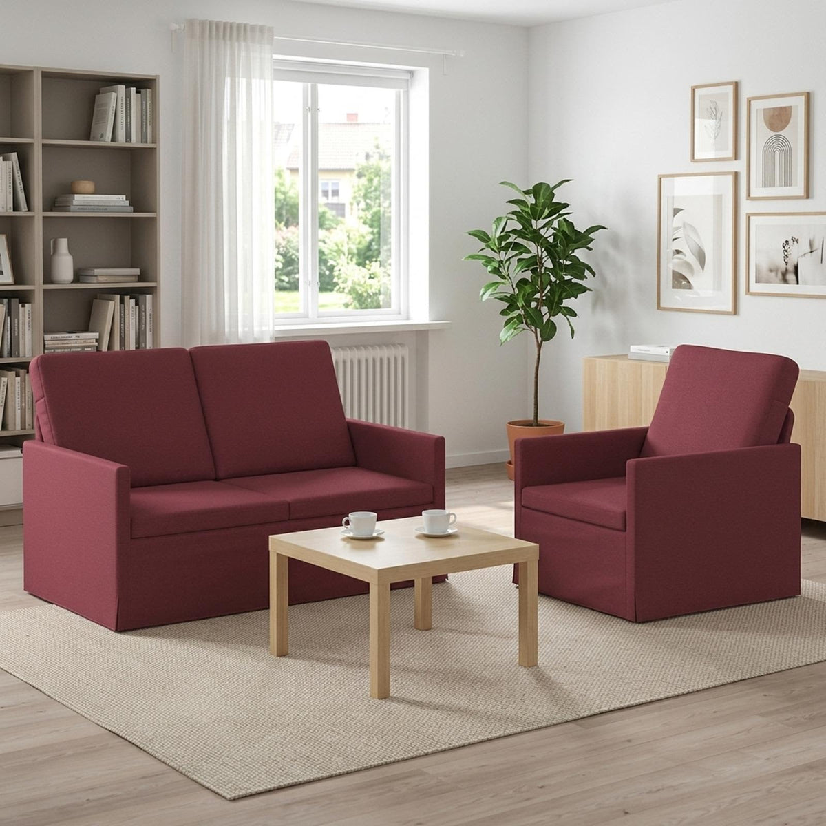 Bankstel 2 pcs Wijnrood Stof is nu te koop bij PeponiXL, paradijselijk wonen!