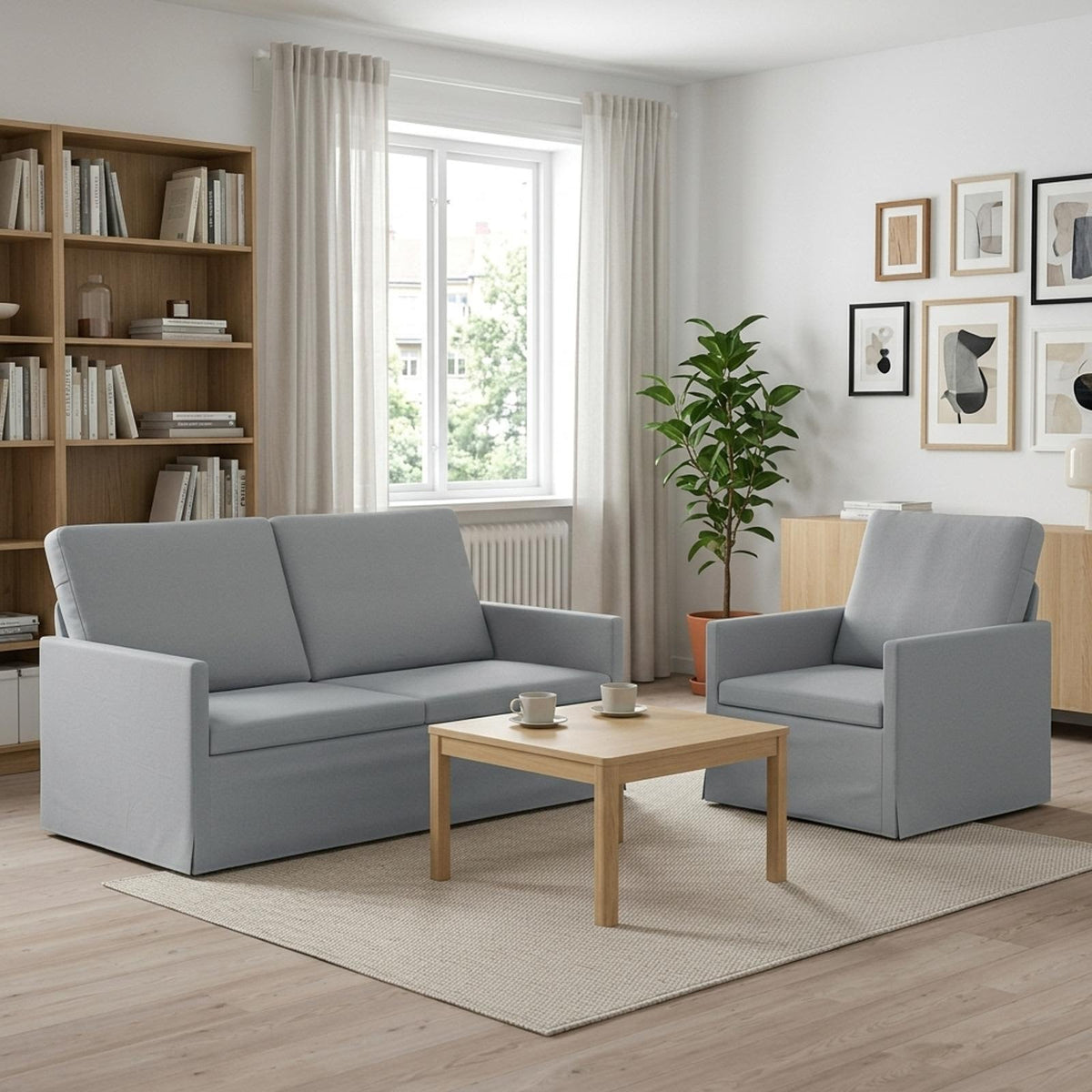 Bankstel 2 pcs Lichtgrijs Stof is nu te koop bij PeponiXL, paradijselijk wonen!