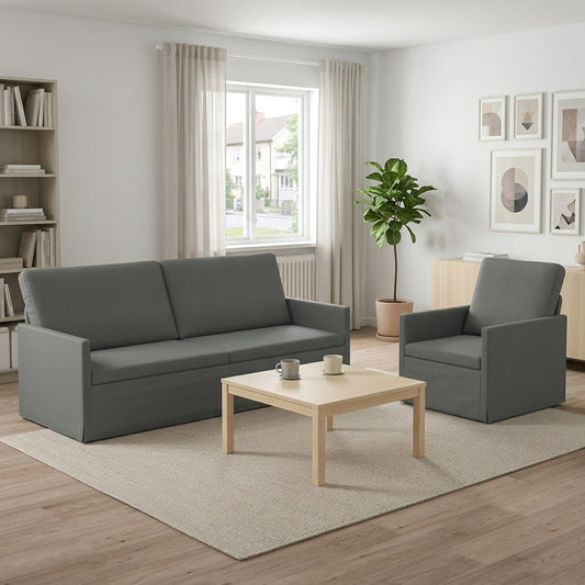 Bankstel 2 pcs Donkergrijs Stof is nu te koop bij PeponiXL, paradijselijk wonen!