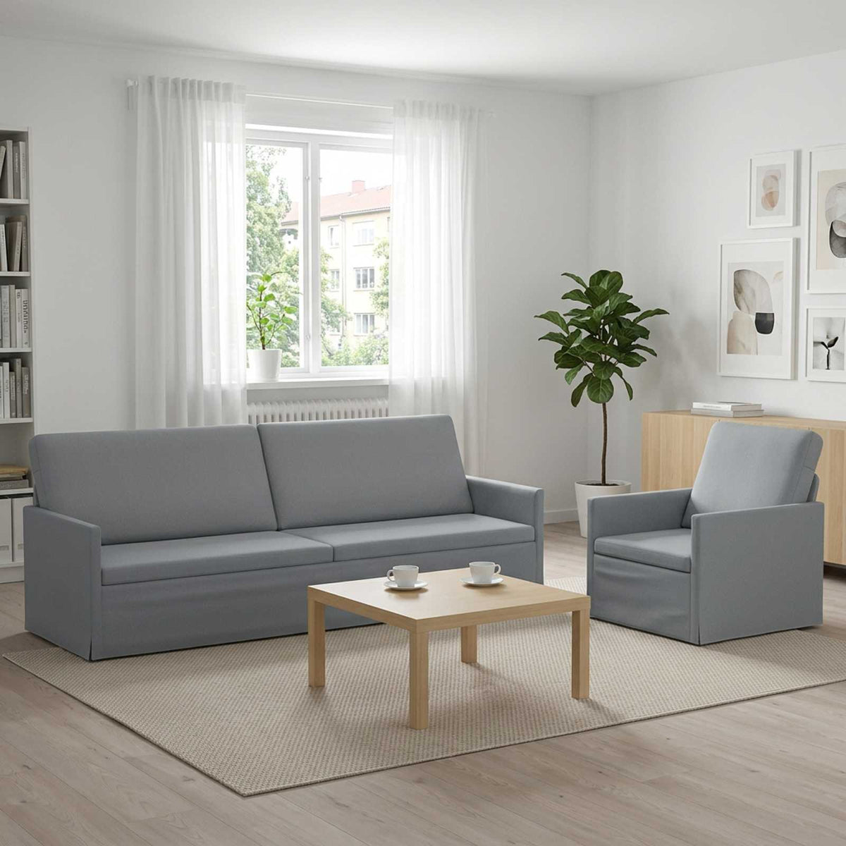 Bankstel 2 pcs Lichtgrijs Stof is nu te koop bij PeponiXL, paradijselijk wonen!