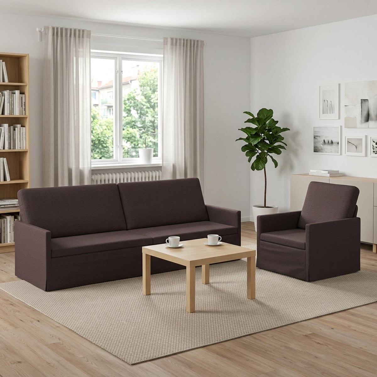 vidaXL Bankstel 2 pcs Donkerbruin Stof