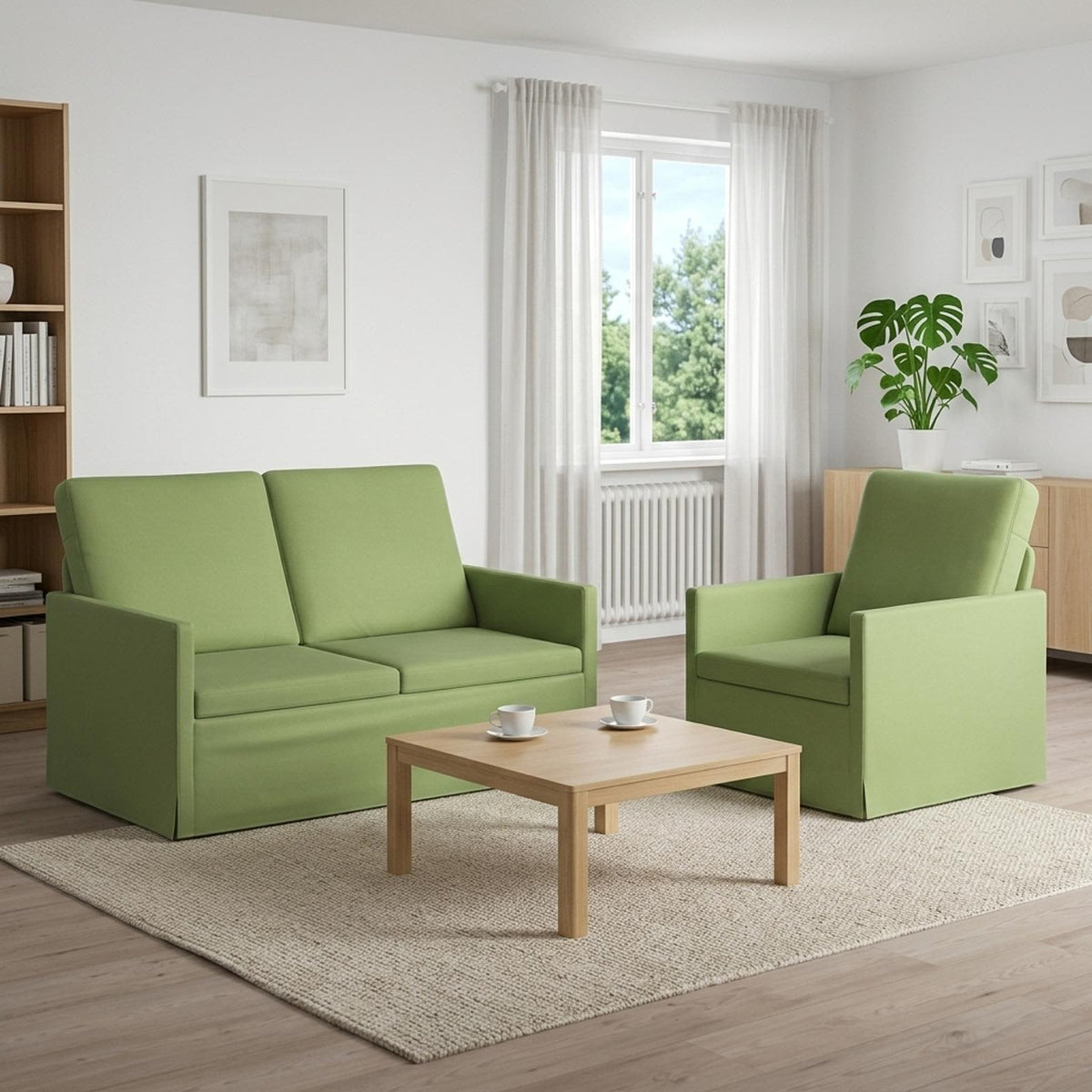 Bankstel 2 pcs Lichtgroen fluweel is nu te koop bij PeponiXL, paradijselijk wonen!