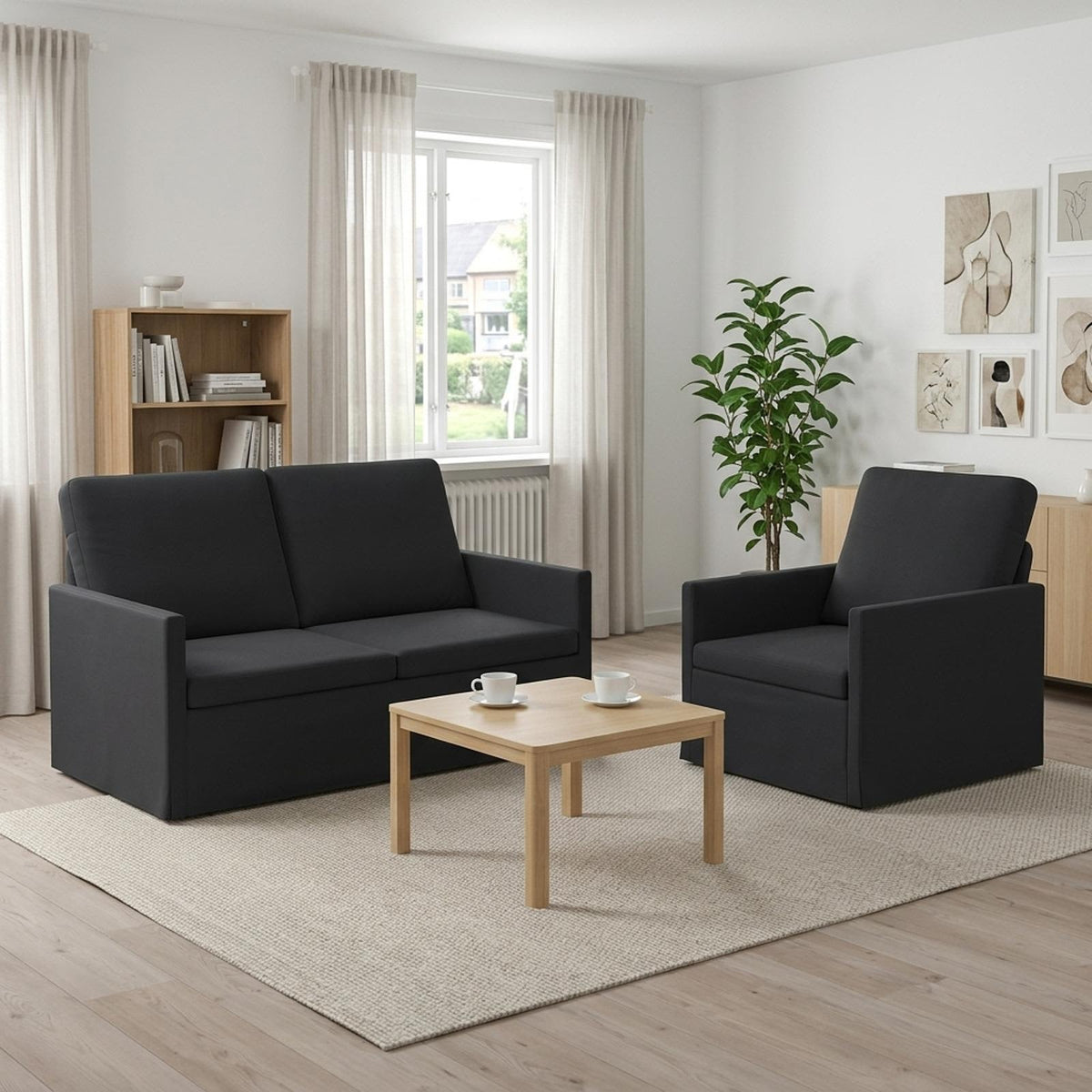 Bankstel 2 pcs Zwart fluweel is nu te koop bij PeponiXL, paradijselijk wonen!