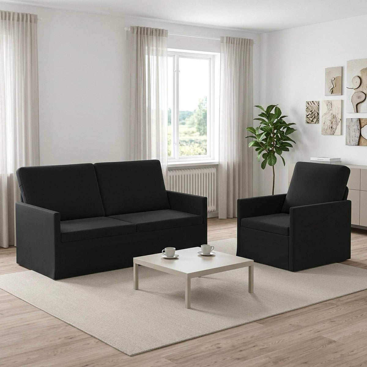 Bankstel 2 pcs Zwart fluweel is nu te koop bij PeponiXL, paradijselijk wonen!