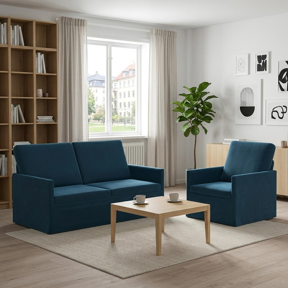 Bankstel 2 pcs Blauw fluweel is nu te koop bij PeponiXL, paradijselijk wonen!