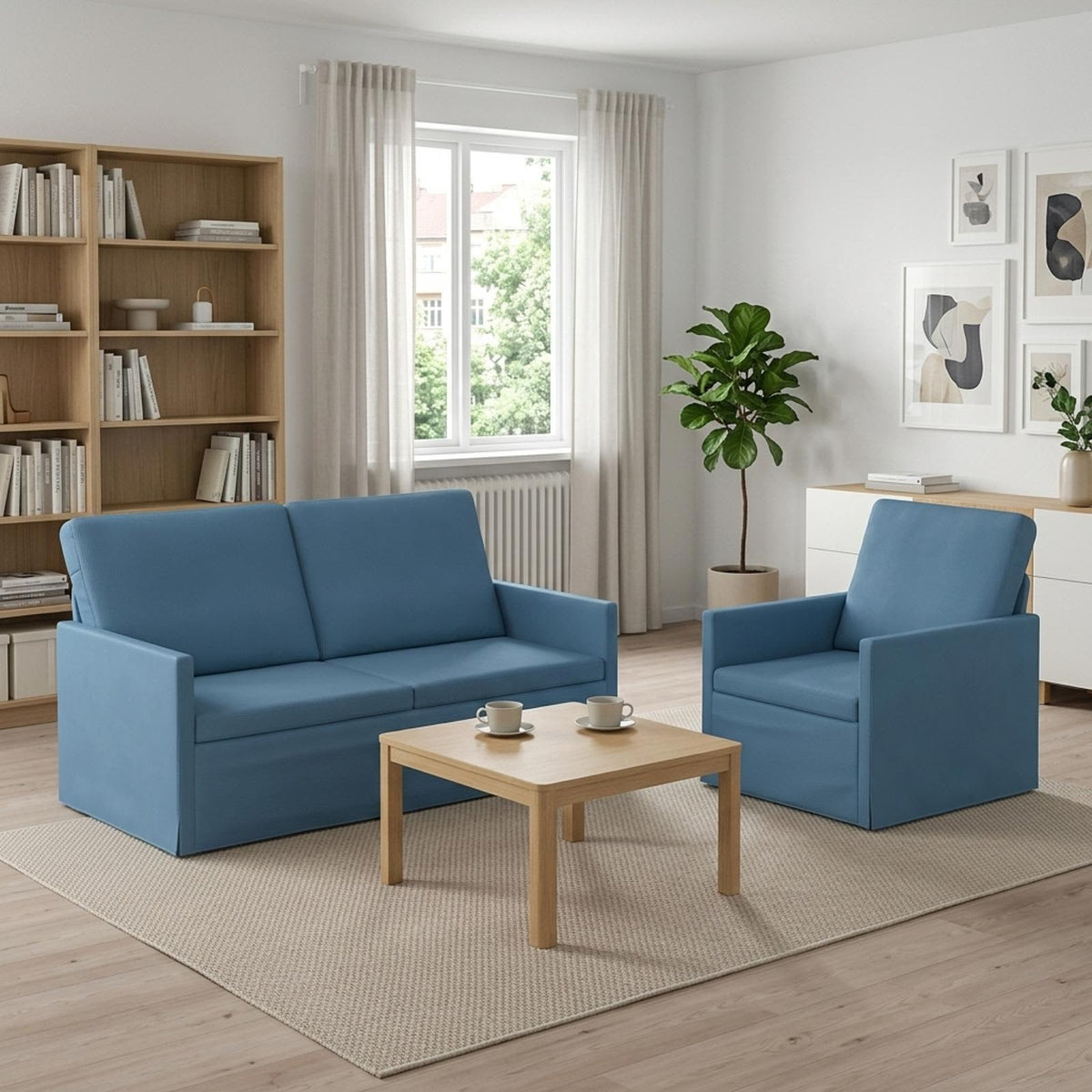 Bankstel 2 pcs Blauw Katoen Stof is nu te koop bij PeponiXL, paradijselijk wonen!