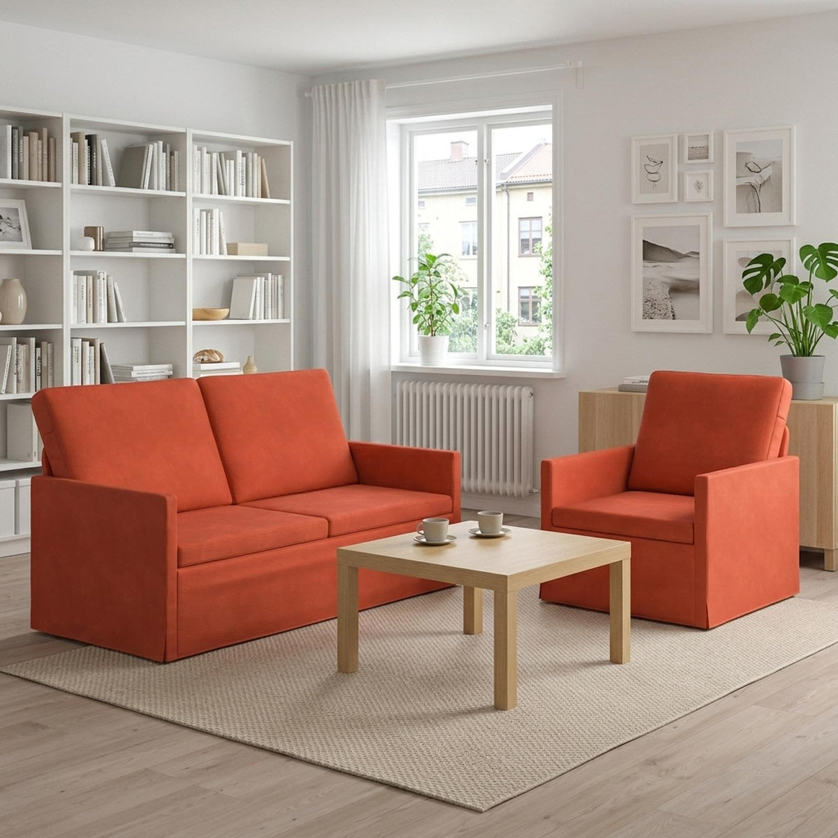 Bankstel 2 pcs Rood-oranje Katoen Stof is nu te koop bij PeponiXL, paradijselijk wonen!