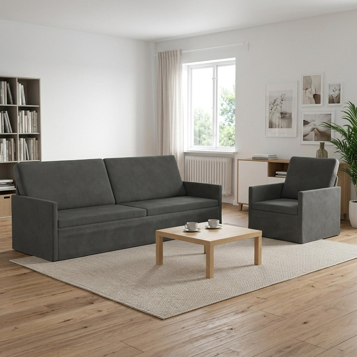 Bankstel 2 pcs Donkergrijs Katoen Stof is nu te koop bij PeponiXL, paradijselijk wonen!