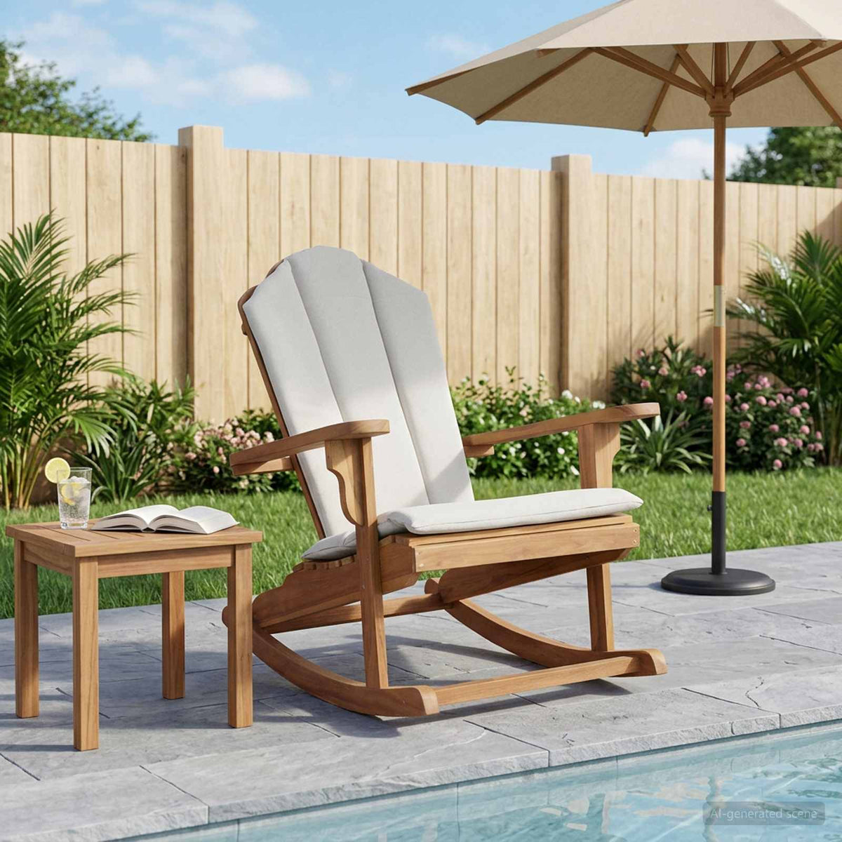 Tuin Adirondack Schommelstoel Naturel Massief teakhout is nu te koop bij PeponiXL, paradijselijk wonen!