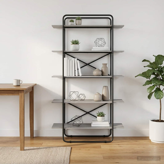 Boekenrek 5-laags 100 x 35 x 175,5 cm PB Grijs Sonoma is nu te koop bij PeponiXL, paradijselijk wonen!