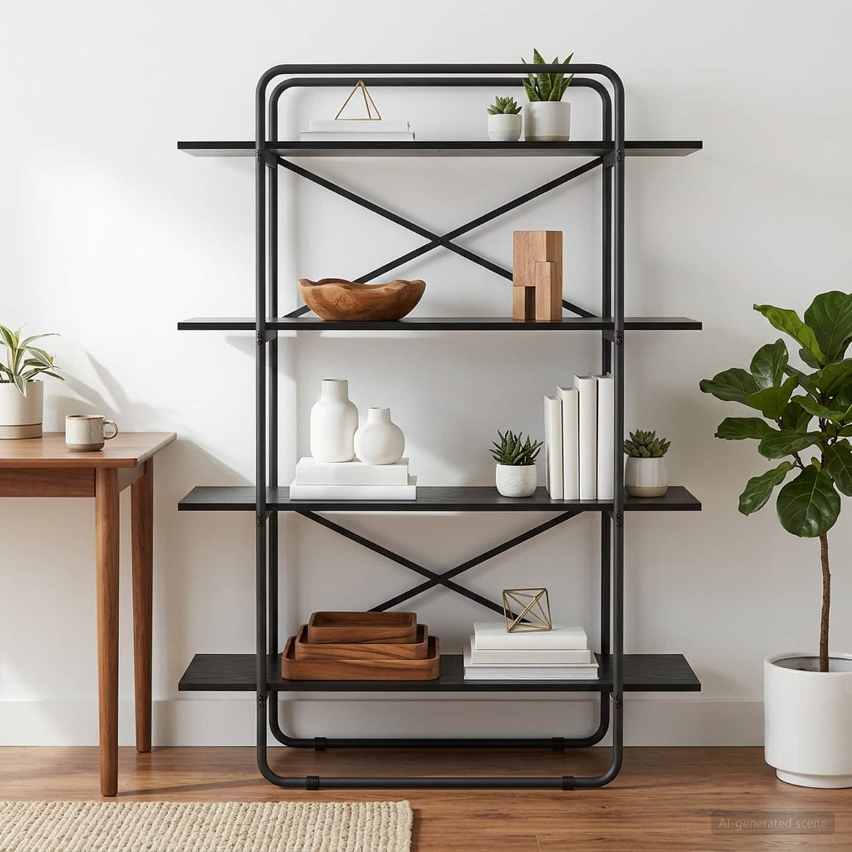 Boekenrek 4-laags 100 x 35 x 140 cm PB Zwart eiken is nu te koop bij PeponiXL, paradijselijk wonen!