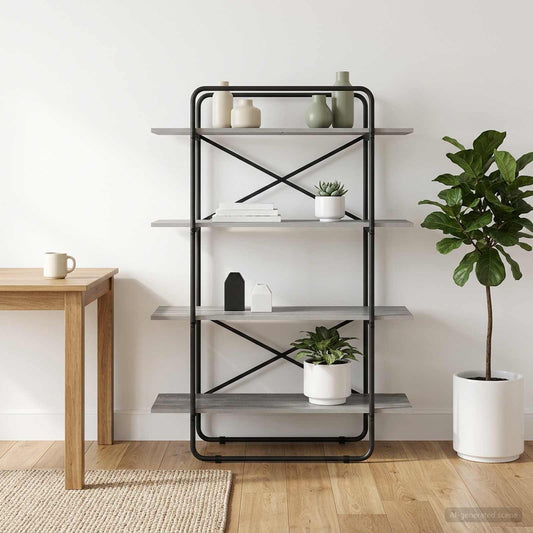 Boekenrek 4-laags 100 x 35 x 140 cm PB Grijs Sonoma is nu te koop bij PeponiXL, paradijselijk wonen!