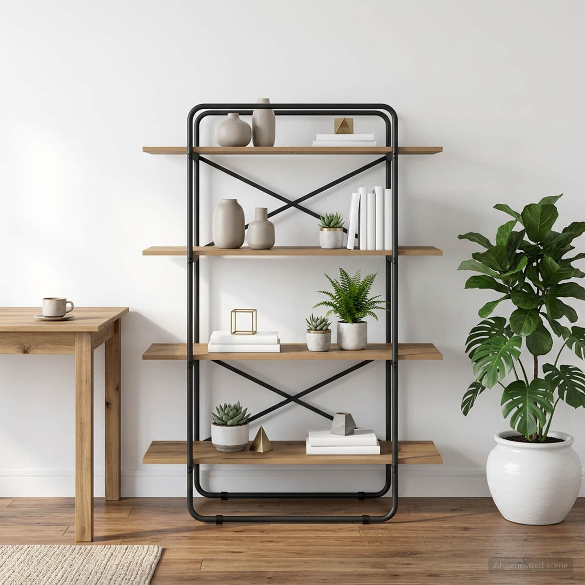 Boekenrek 4-laags 100 x 35 x 140 cm PB Artisanaal eiken is nu te koop bij PeponiXL, paradijselijk wonen!