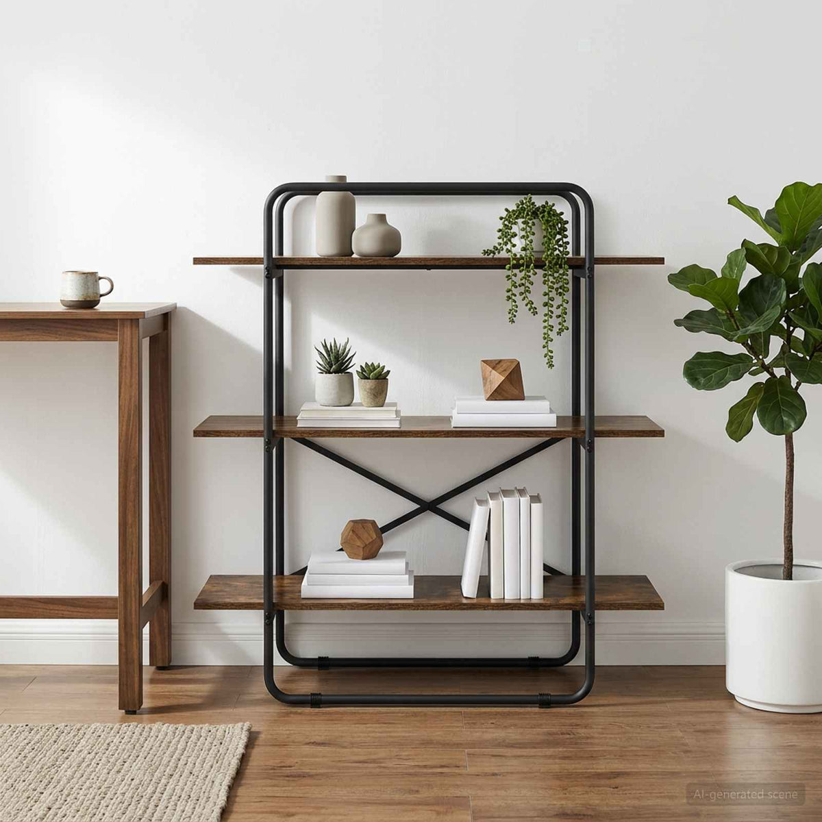 Boekenrek 3-laags 100 x 35 x 105 cm PB Gerookt eiken is nu te koop bij PeponiXL, paradijselijk wonen!