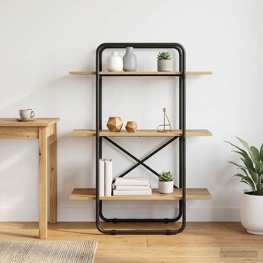 Boekenrek 3-laags 80 x 35 x 105 cm PB Artisanaal eiken is nu te koop bij PeponiXL, paradijselijk wonen!