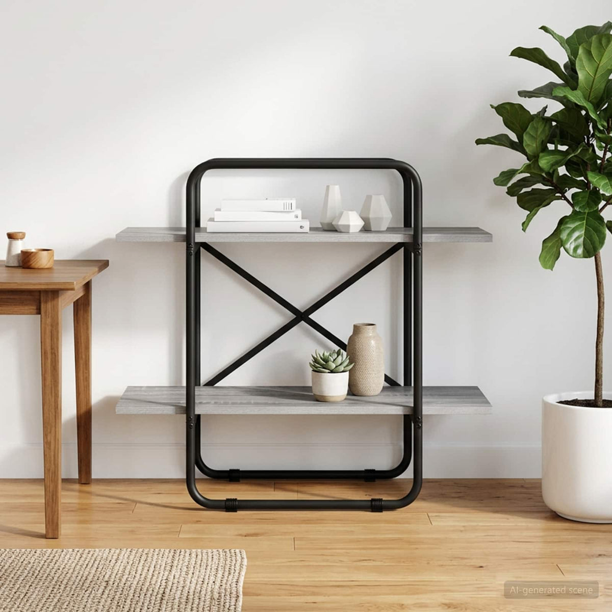 Boekenrek 2-laags 80 x 35 x 70 cm PB Grijs Sonoma is nu te koop bij PeponiXL, paradijselijk wonen!