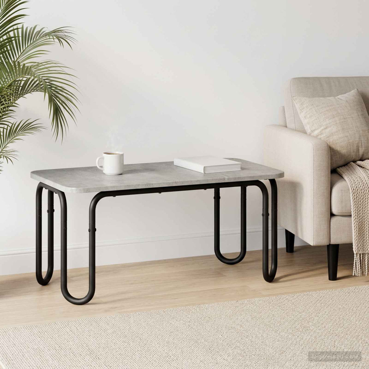 Salontafel Betongrijs 100 x 50 x 45 cm Bewerkt hout is nu te koop bij PeponiXL, paradijselijk wonen!