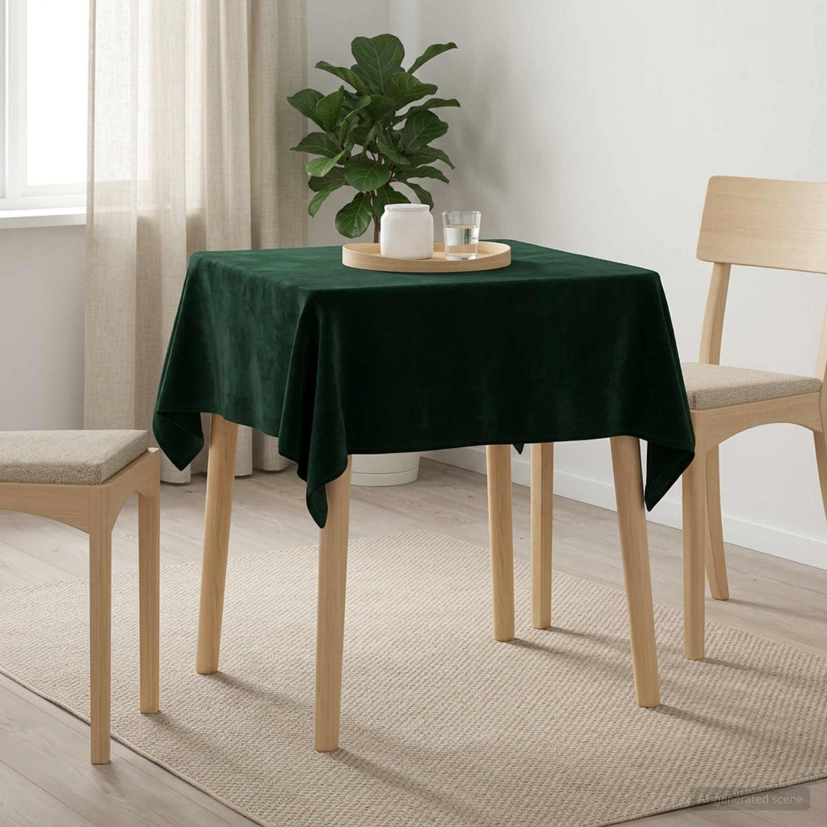 Tafelkleed Vierkant Donkergroen 140 x 140 cm Polyester is nu te koop bij PeponiXL, paradijselijk wonen!