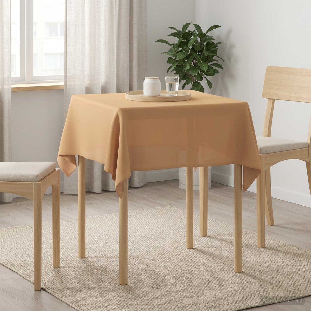 vidaXL Tafelkleed Vierkant Beige 110 x 110 cm Polyester