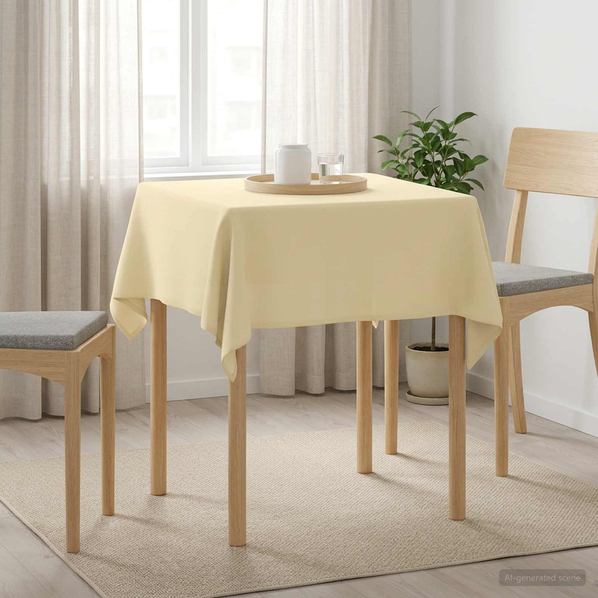 vidaXL Tafelkleed Vierkant Crèmewit 110 x 110 cm Polyester