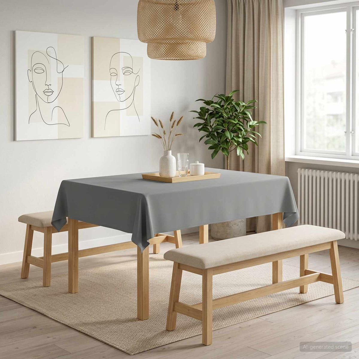 vidaXL Tafelkleed Rechthoekig Lichtgrijs 140 x 160 cm Polyester