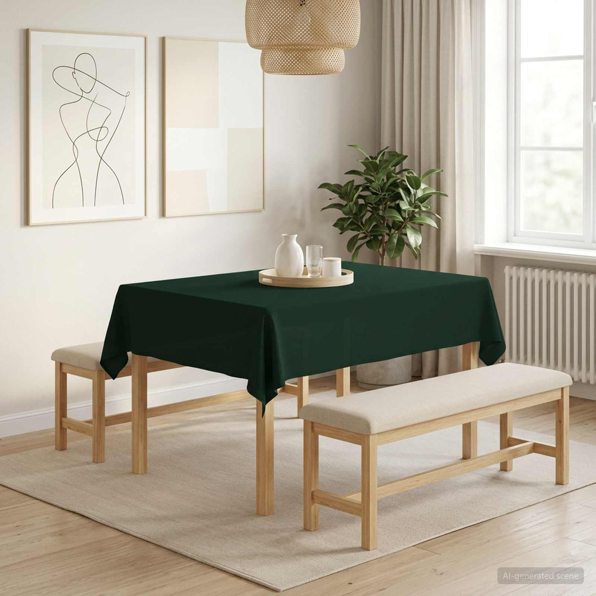 vidaXL Tafelkleed 5 st Rechthoekig Donkergroen 110 x 140 cm Polyester