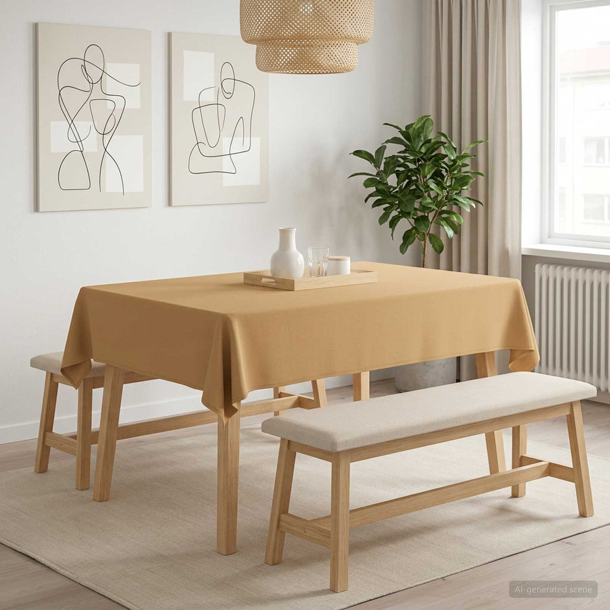 vidaXL Tafelkleed Rechthoekig Beige 140 x 160 cm Polyester