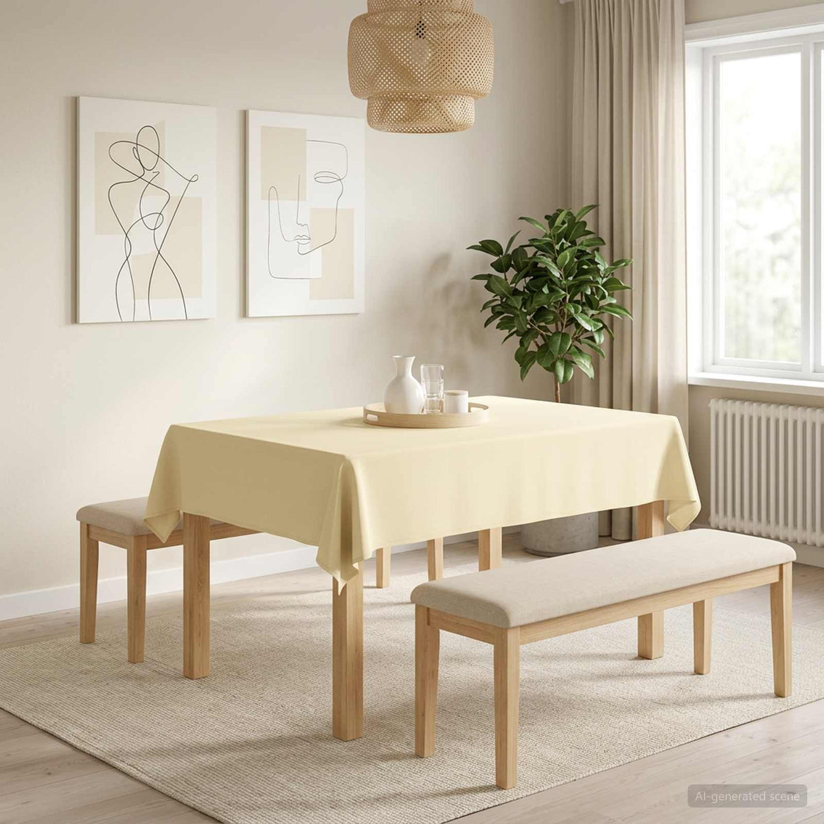 vidaXL Tafelkleed 5 st Rechthoekig Crèmewit 140 x 160 cm Polyester