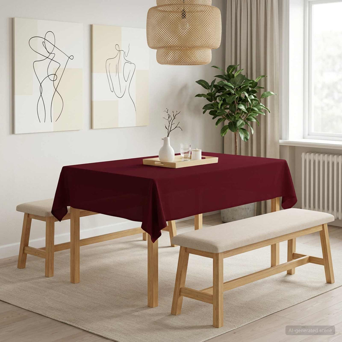 Tafelkleed Rechthoekig Wijnrood 110 x 140 cm Polyester is nu te koop bij PeponiXL, paradijselijk wonen!