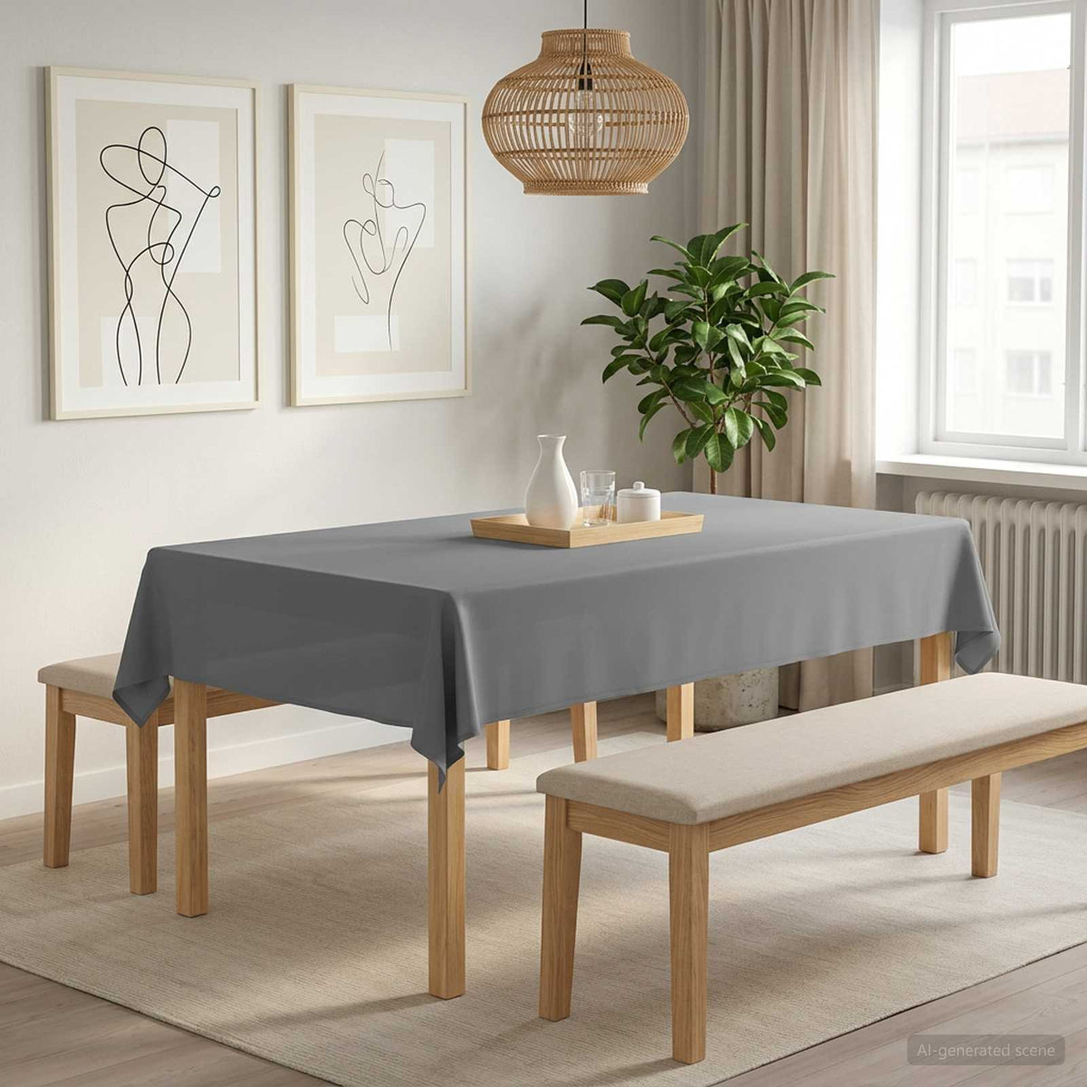 vidaXL Tafelkleed Rechthoekig Lichtgrijs 110 x 160 cm Polyester