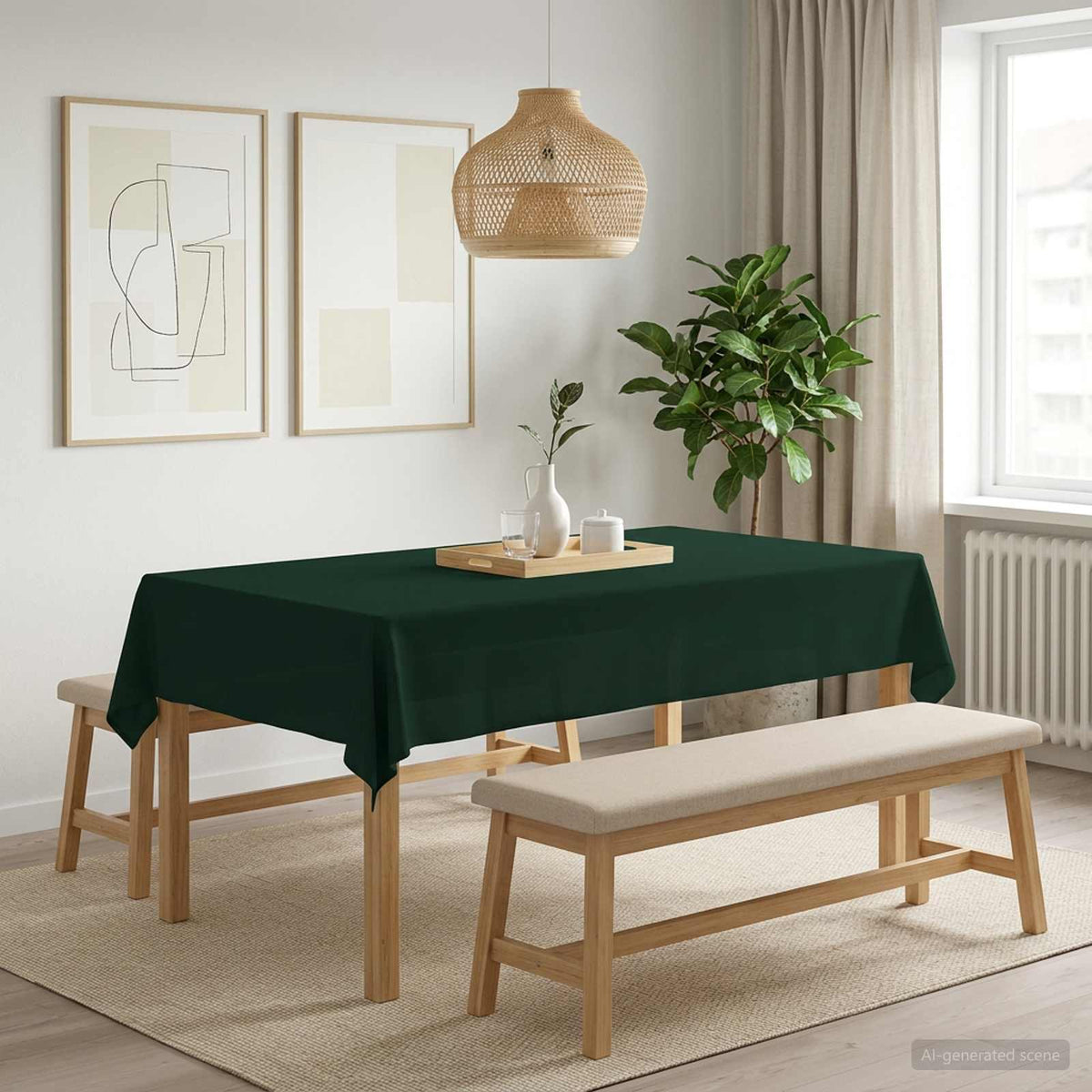 Tafelkleed Rechthoekig Donkergroen 140 x 260 cm Polyester is nu te koop bij PeponiXL, paradijselijk wonen!