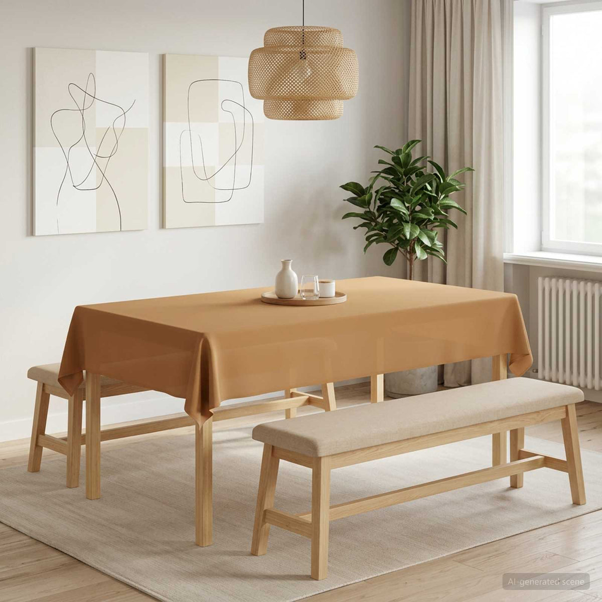 vidaXL Tafelkleed Rechthoekig Beige 110 x 180 cm Polyester