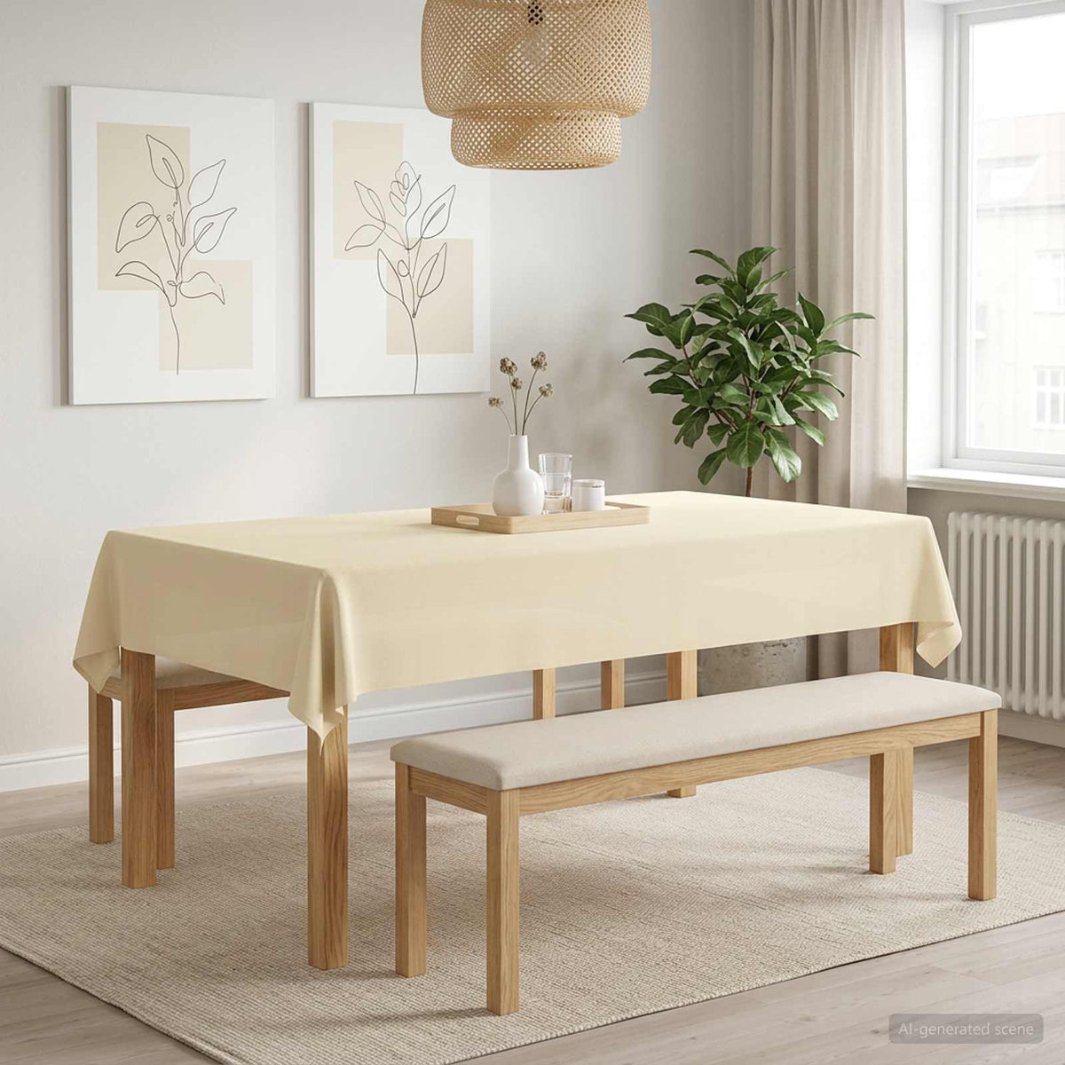 vidaXL Tafelkleed 5 st Rechthoekig Crèmewit 140 x 200 cm Polyester