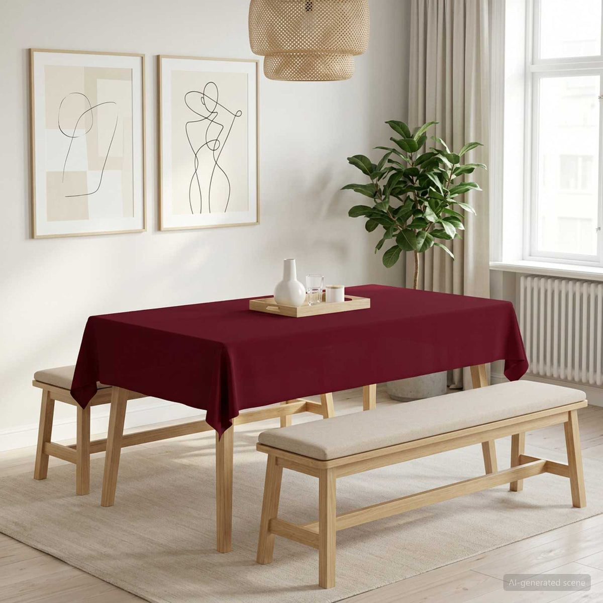 vidaXL Tafelkleed Rechthoekig Wijnrood 110 x 160 cm Polyester