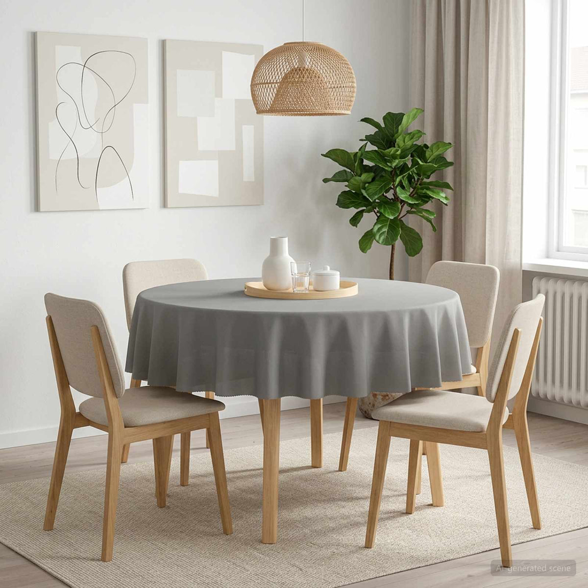 Tafelkleed 5 st Rond Lichtgrijs Ø 160 cm Polyester is nu te koop bij PeponiXL, paradijselijk wonen!
