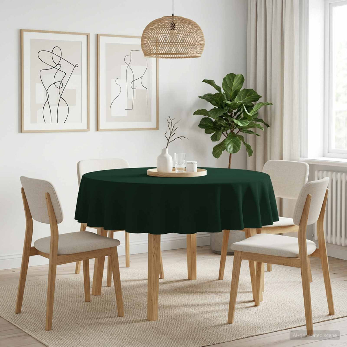 vidaXL Tafelkleed Rond Donkergroen Ø 180 cm Polyester
