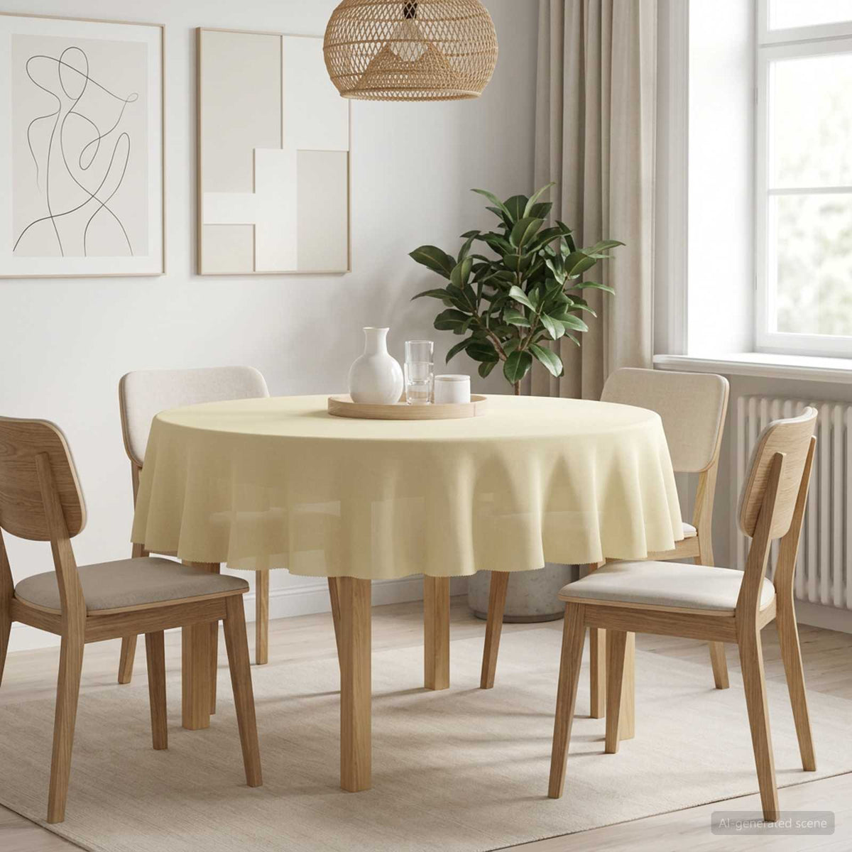 vidaXL Tafelkleed Rond Crèmewit Ø 140 cm Polyester