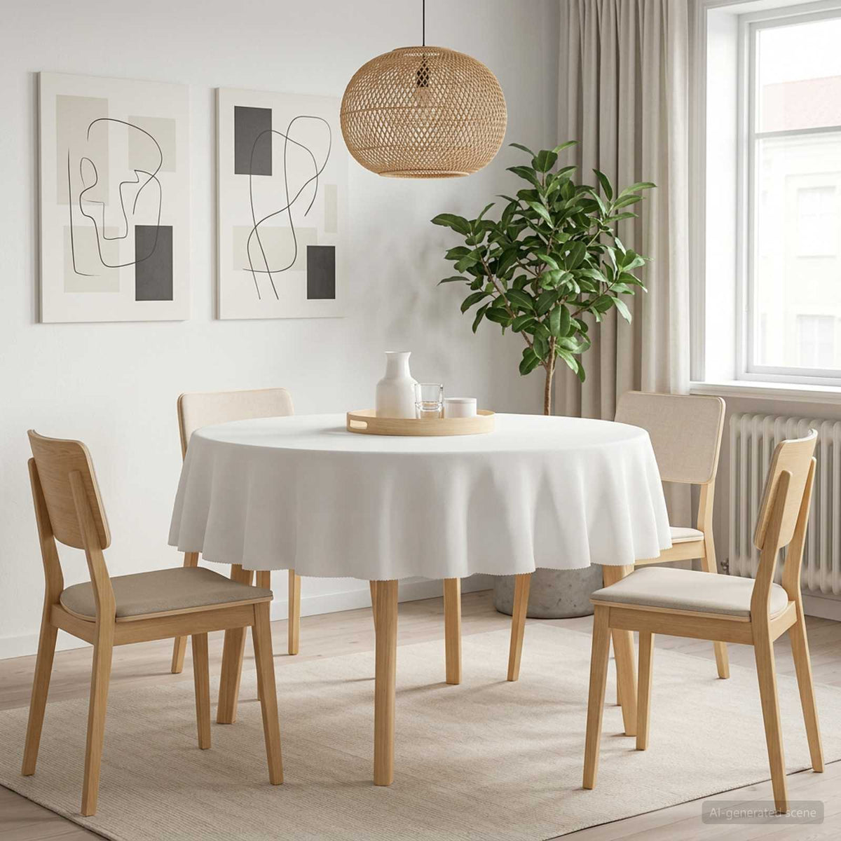 Tafelkleed 5 st Rond Wit Ø 160 cm Polyester is nu te koop bij PeponiXL, paradijselijk wonen!