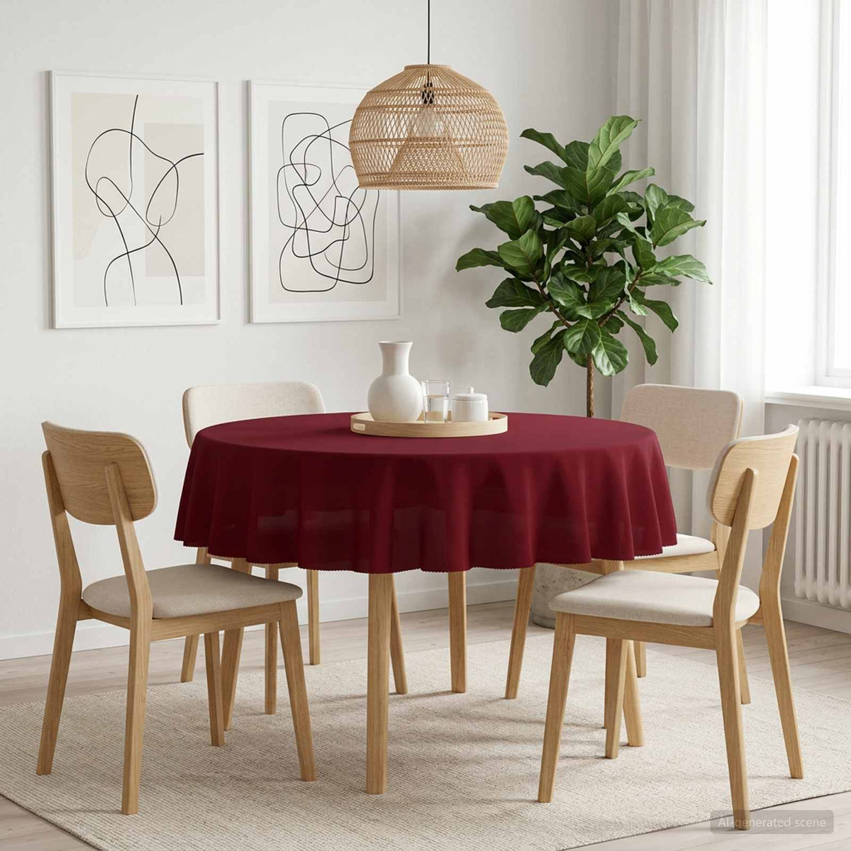 Tafelkleed 5 st Rond Wijnrood Ø 140 cm Polyester is nu te koop bij PeponiXL, paradijselijk wonen!