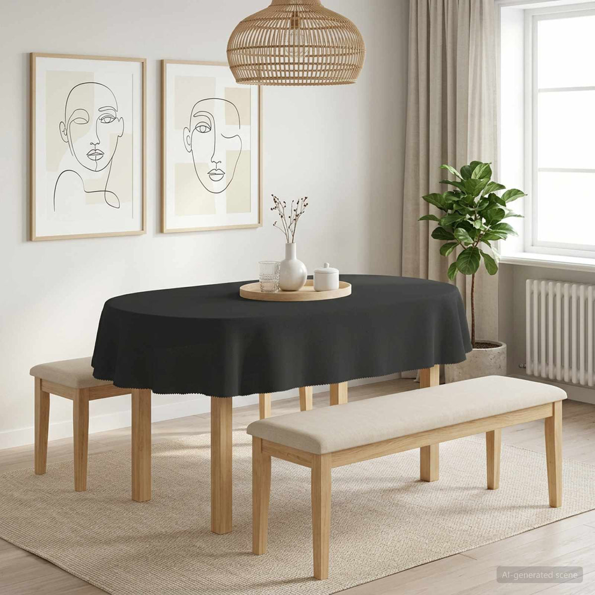 vidaXL Tafelkleed Ovaal Donkergrijs 130 x 180 cm Polyester