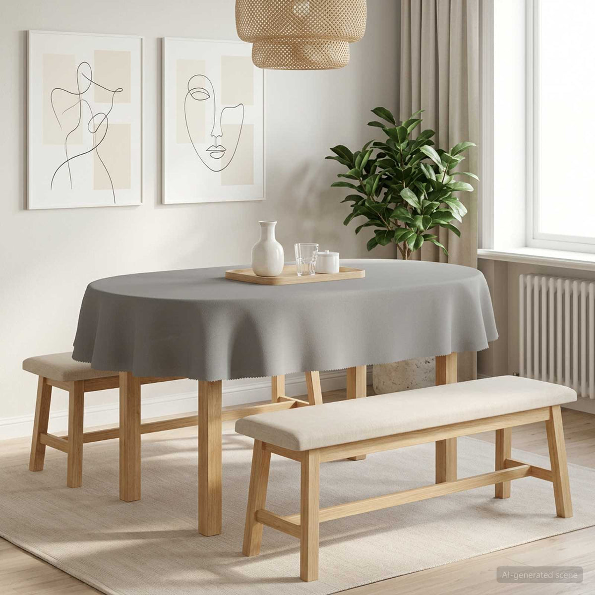 vidaXL Tafelkleed Ovaal Lichtgrijs 130 x 180 cm Polyester