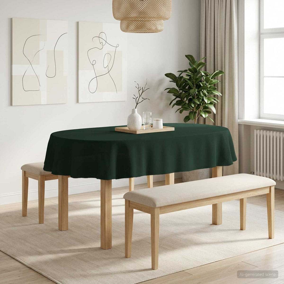 Tafelkleed 5 st Ovaal Donkergroen 160 x 220 cm Polyester is nu te koop bij PeponiXL, paradijselijk wonen!