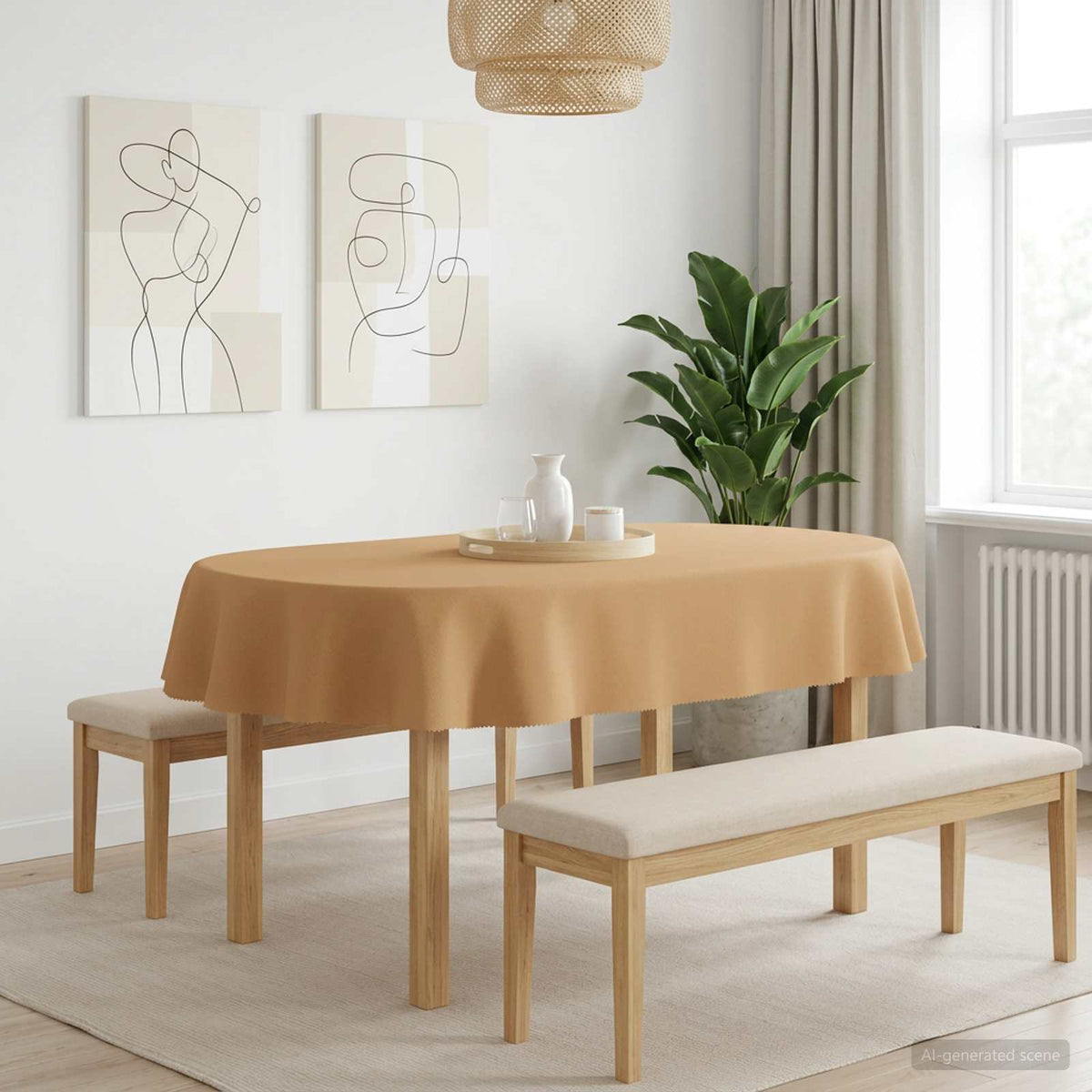 vidaXL Tafelkleed Ovaal Beige 130 x 180 cm Polyester