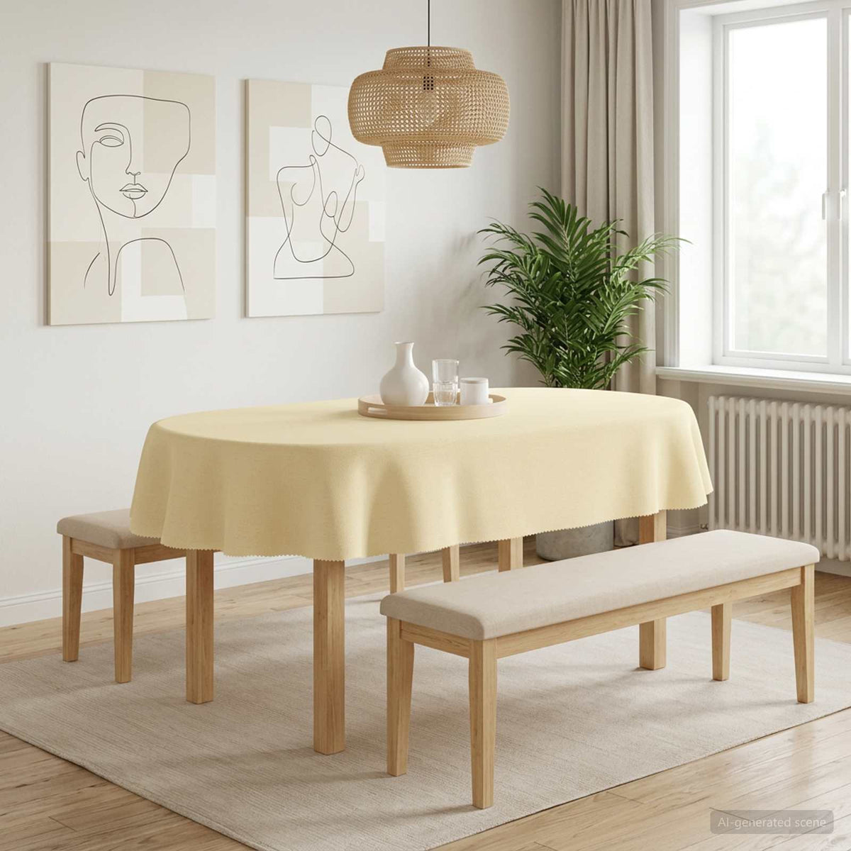 vidaXL Tafelkleed Ovaal Crèmewit 130 x 220 cm Polyester