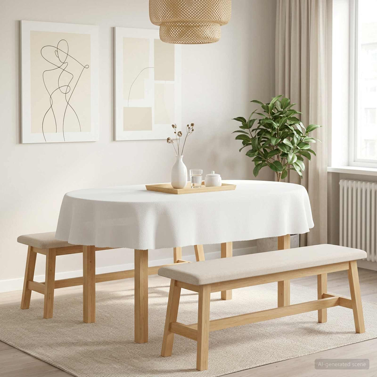 vidaXL Tafelkleed 5 st Ovaal Wit 130 x 180 cm Polyester